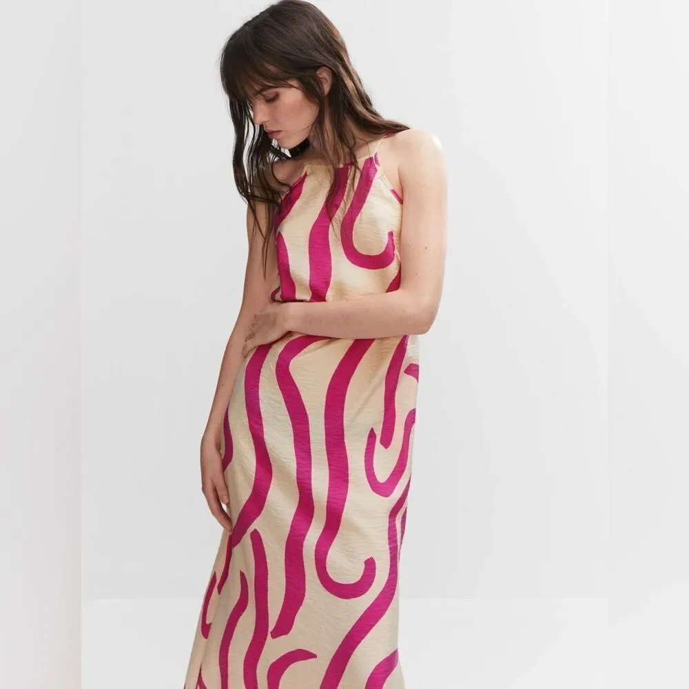 Mango blogger favorite printed halter neck flowy dress